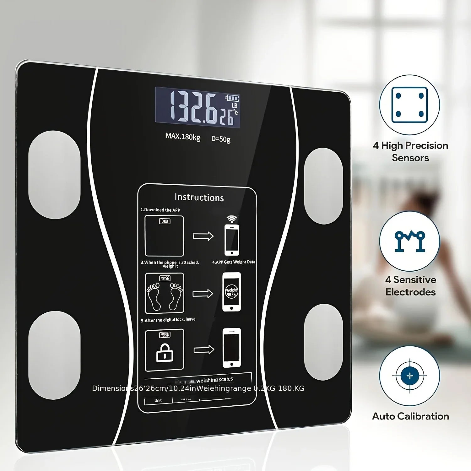 Intelligent Digital Body Scale With Backlit LED Screen Display Weighing Up To 400