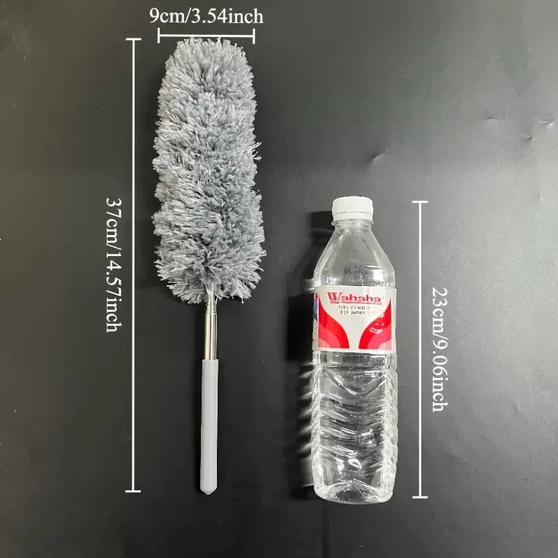 47" Extendable Microfiber Duster Pole - Bendable Stainless Steel Brush for Ceiling/Furniture/Car, Washable