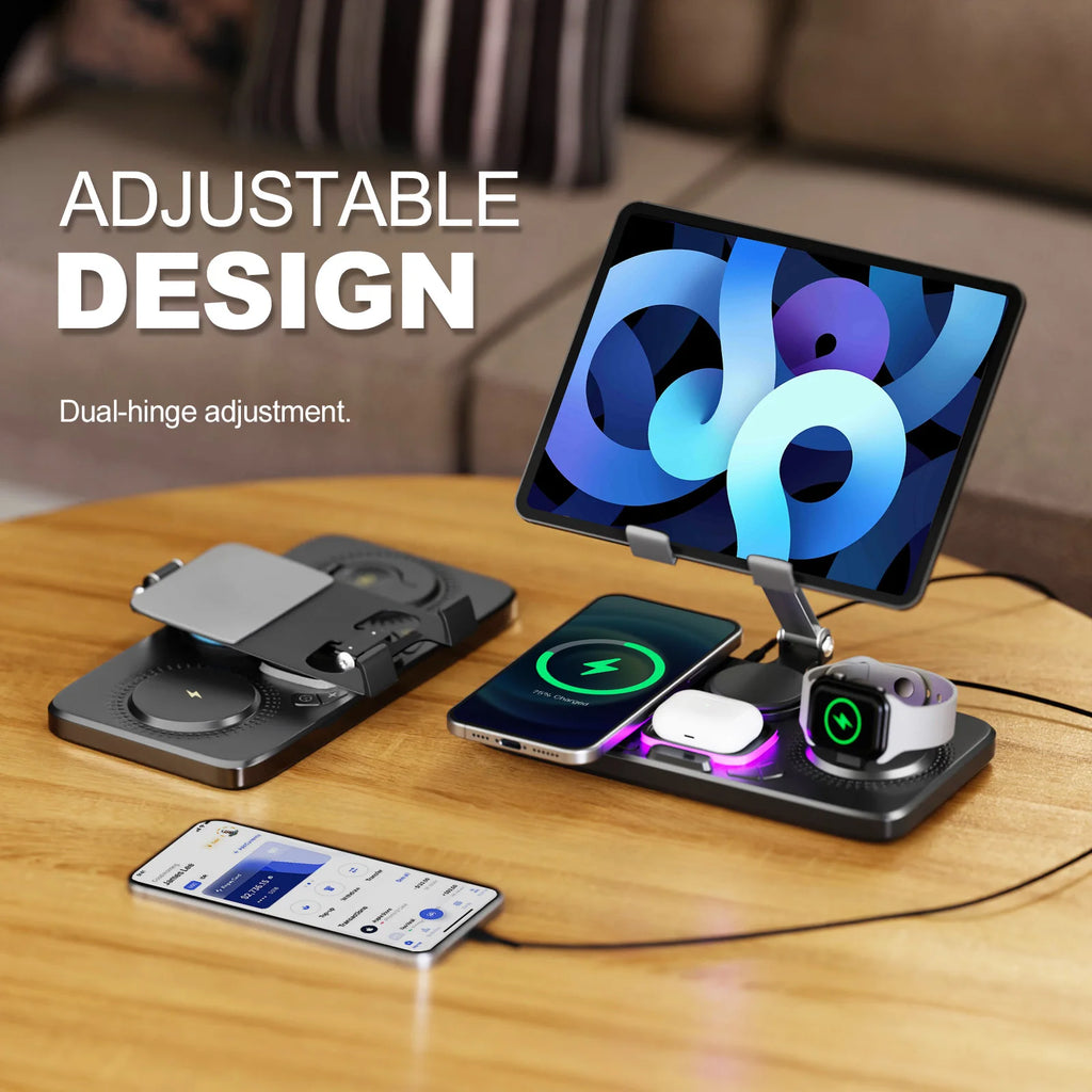 7 in 1 Wireless Fast Charging Station and Night Lamp Clock