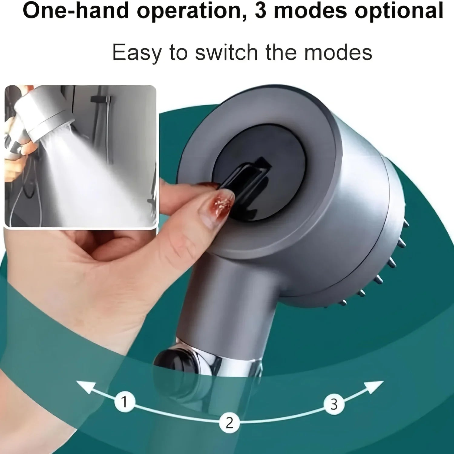 Turbo Charged Multiple Spray Modes Handheld Filter Shower Head With On/Off Switch