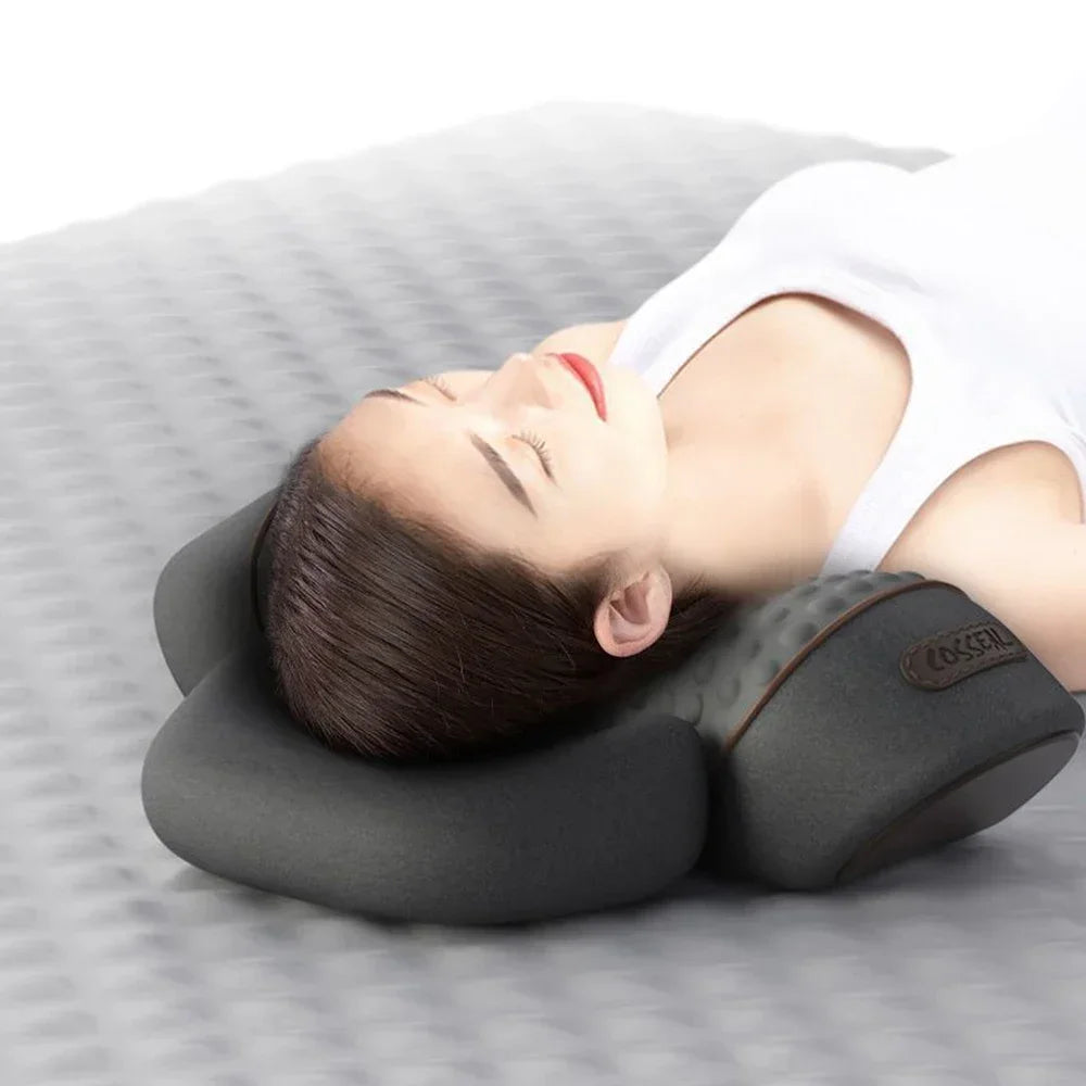 Electric Cervical Pillow Neck & Shoulder Massager with Hot Compress Heating Vibration Pillow Back Traction