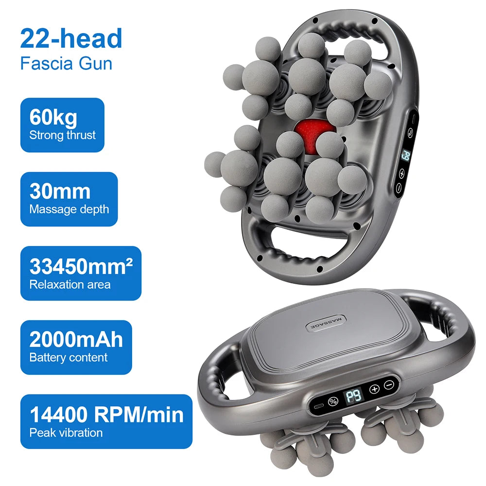 16-Head Fascia High-Frequency Vibration Body Massager For Back, Waist, Neck, and Shoulders