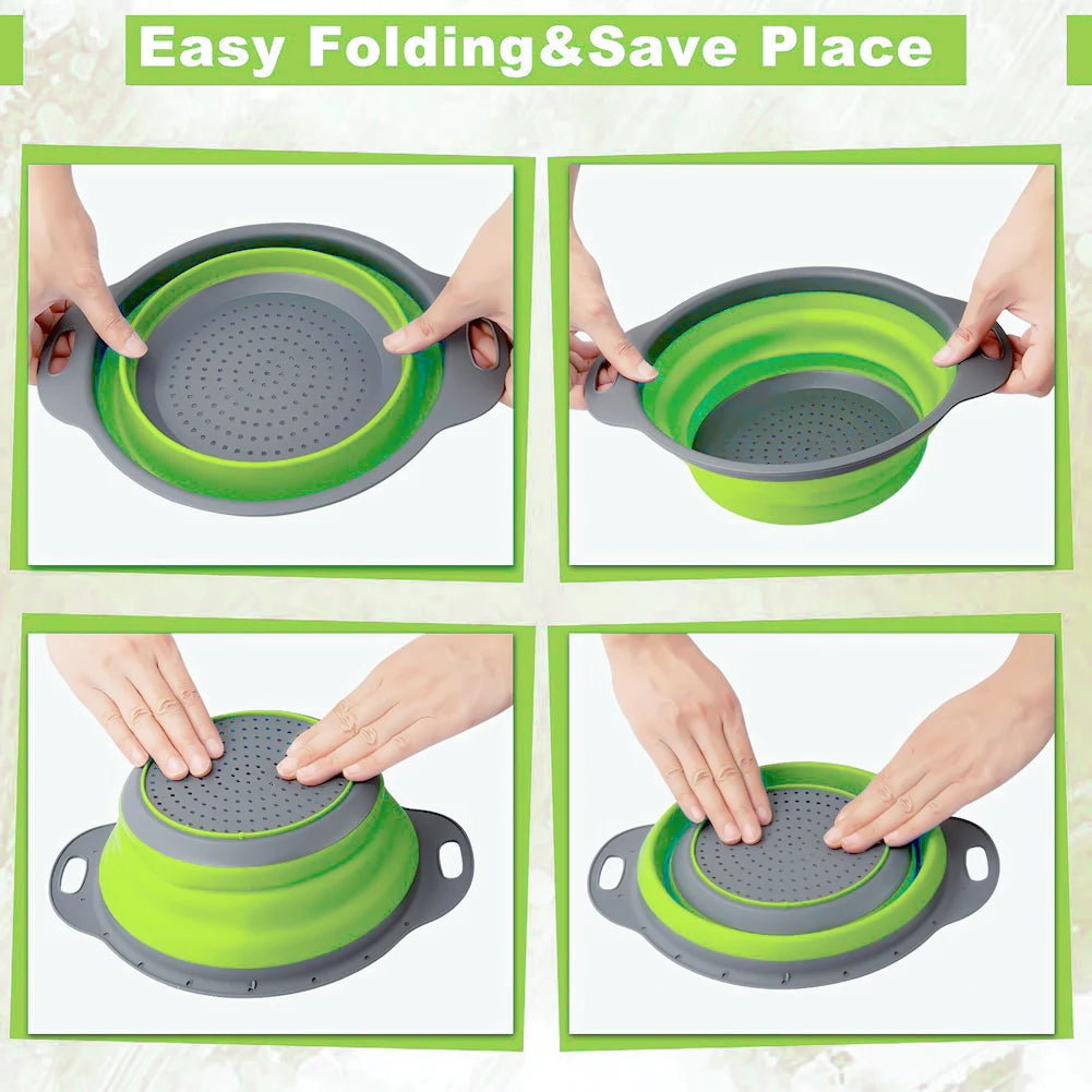 Silicone Folding Drain & Wash Basket & Foldable Strainer Colander