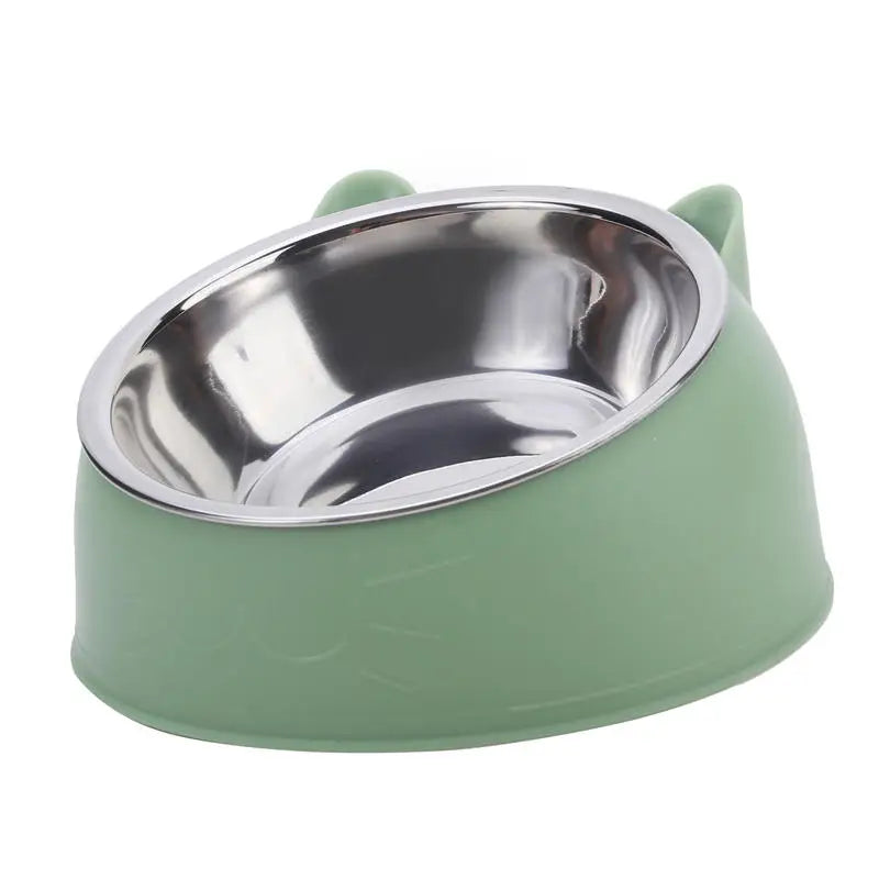 1/2/5pcs Created Inclined Cat Water Bowl & Stainless Steel Feeding Bowl