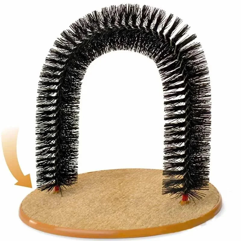 Cat Toy Arch Self Groomer and Pamper Feline with A Massage Grooming Rubbing Brush and Scratching Pad Toy