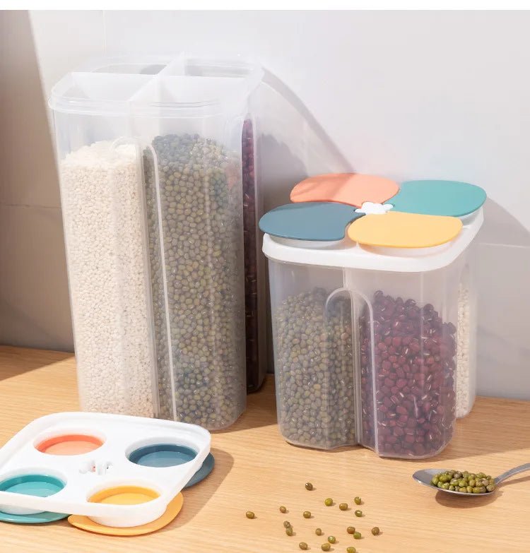 Kitchen Food Storage Box Plastic 4 grids Sealed Food Container Moisture-proof - Lovies Kitchenwares