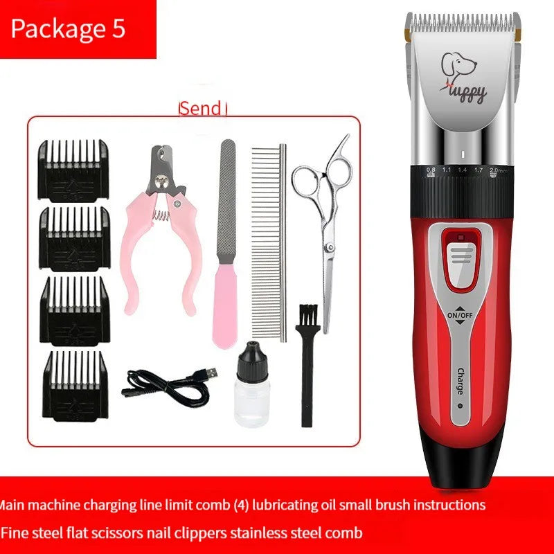 Electric Pet Hair Clipper and Hair Trimmer Set For Pet Grooming With an Electric Shaver Ceramic Blade with USB Charging