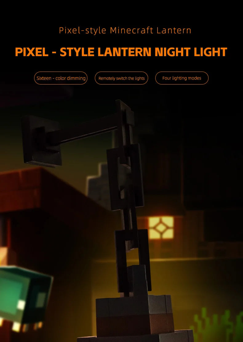 Pixel Style Portable Night Light, Tabletop Ornament 16 Color Remote Control Lights