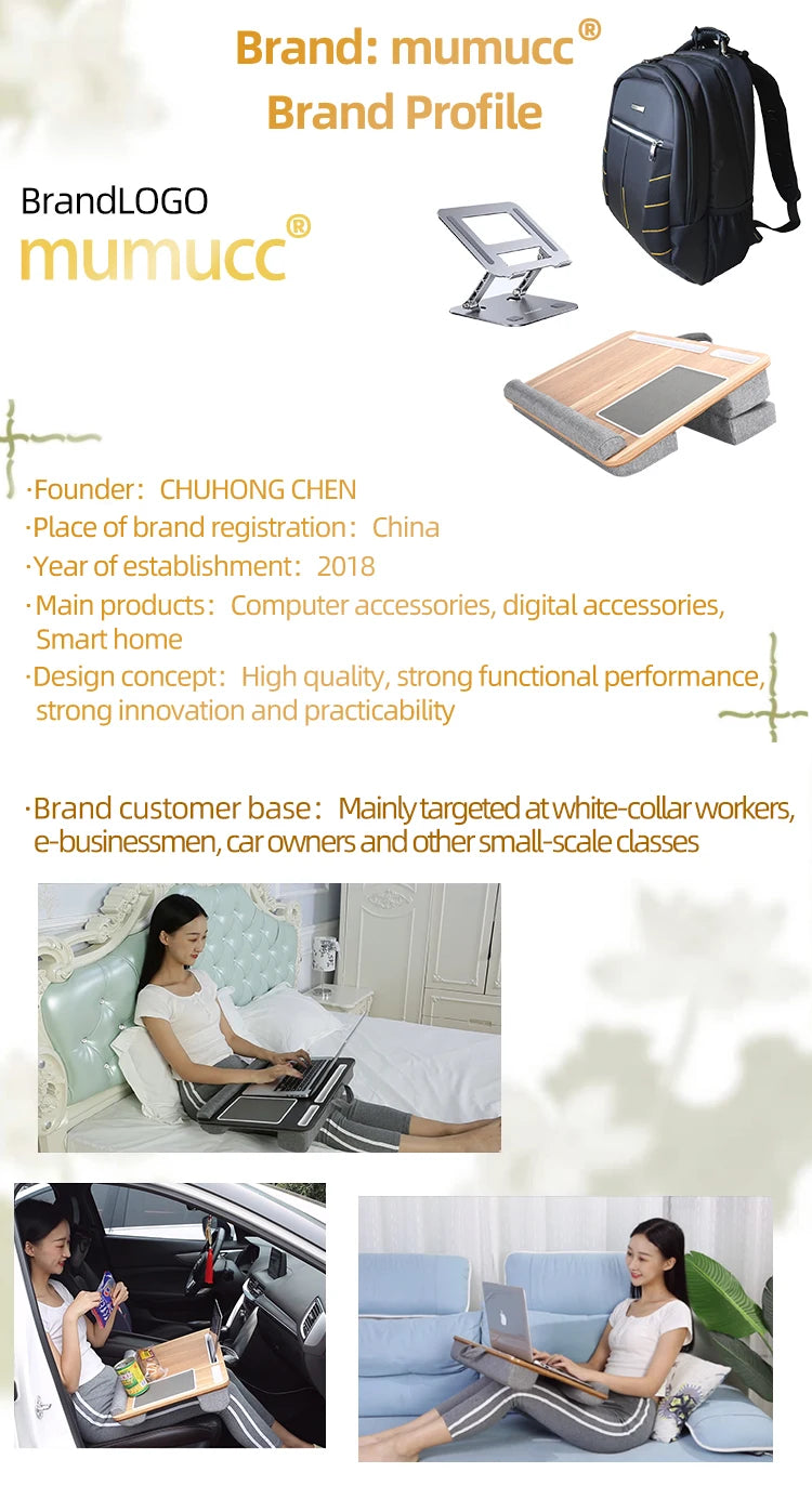 Multifunctional Laptop Desk With Foam Particle Filled Cushion & Hard Mouse Pad