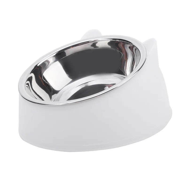 1/2/5pcs Created Inclined Cat Water Bowl & Stainless Steel Feeding Bowl