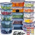 24 Airtight Multi-Food Storage Container Set With Lids & Labels -Microwave, Freezer, Refrigerator & Dishwasher Safe