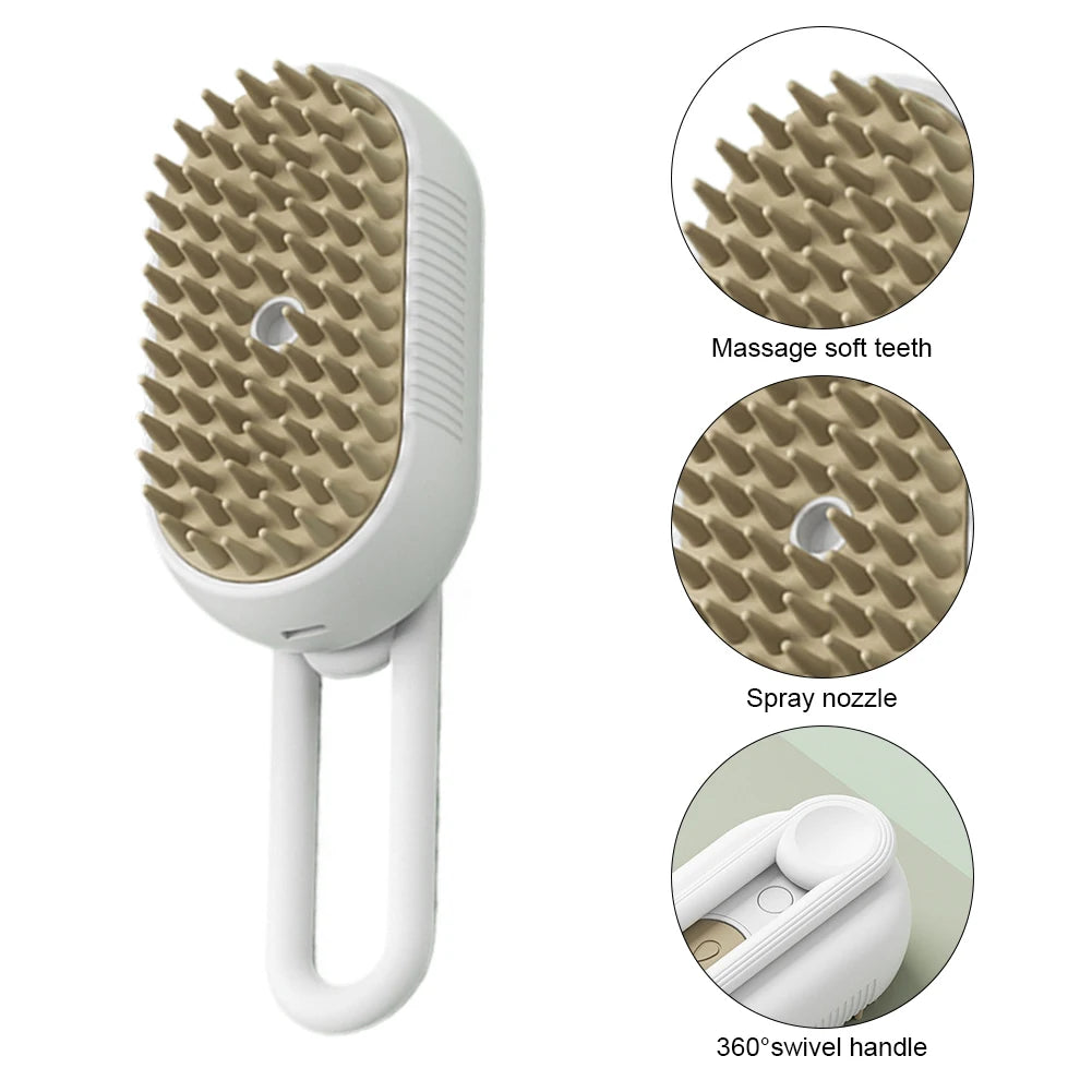 Electric 3-in-1 Pet Hair Spray and Massage Brush