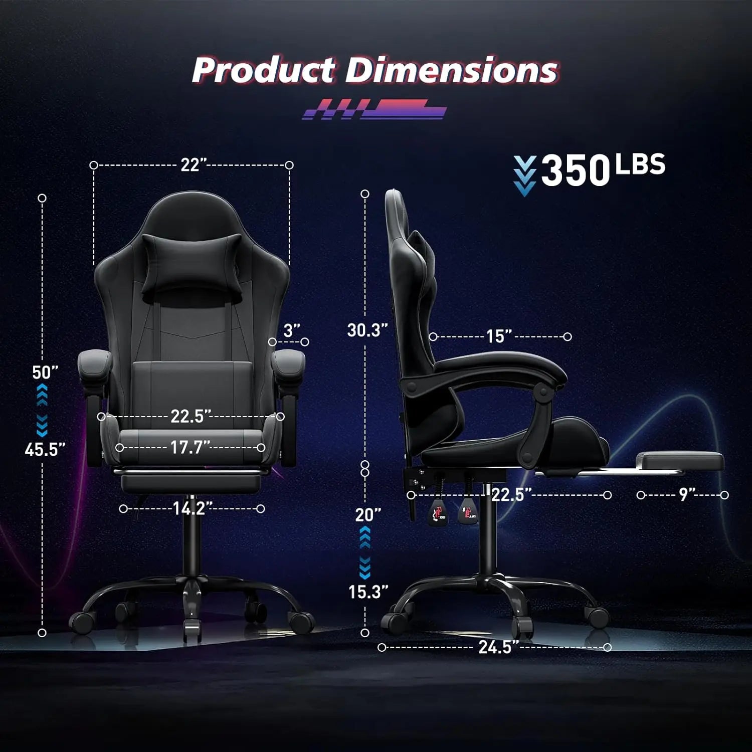 Ergonomic Design Computer Chair with Linkage Armrests, Height Adjustable Gamer Chair with Footrest and Headrest