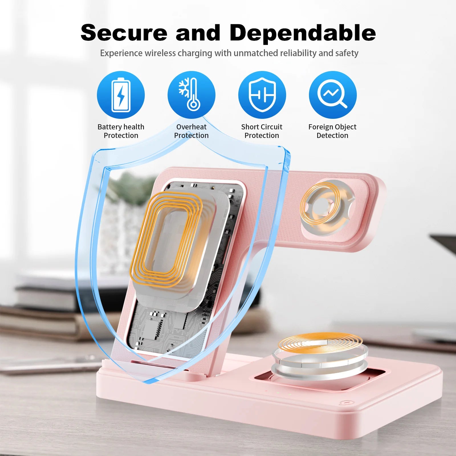 3 In 1 Magnetic Wireless Charger Stand 15W Fast Charging Dock Station Multiple Devices for iPhone