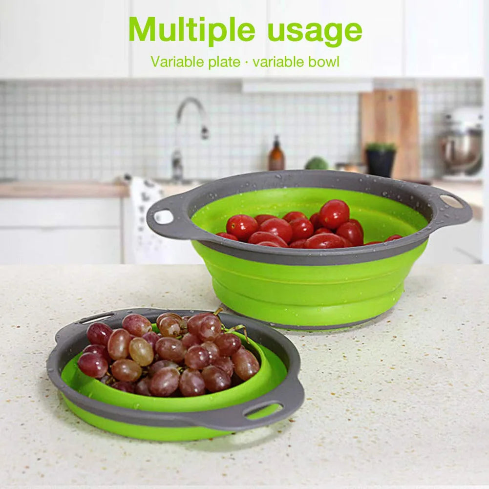 Silicone Folding Drain & Wash Basket & Foldable Strainer Colander