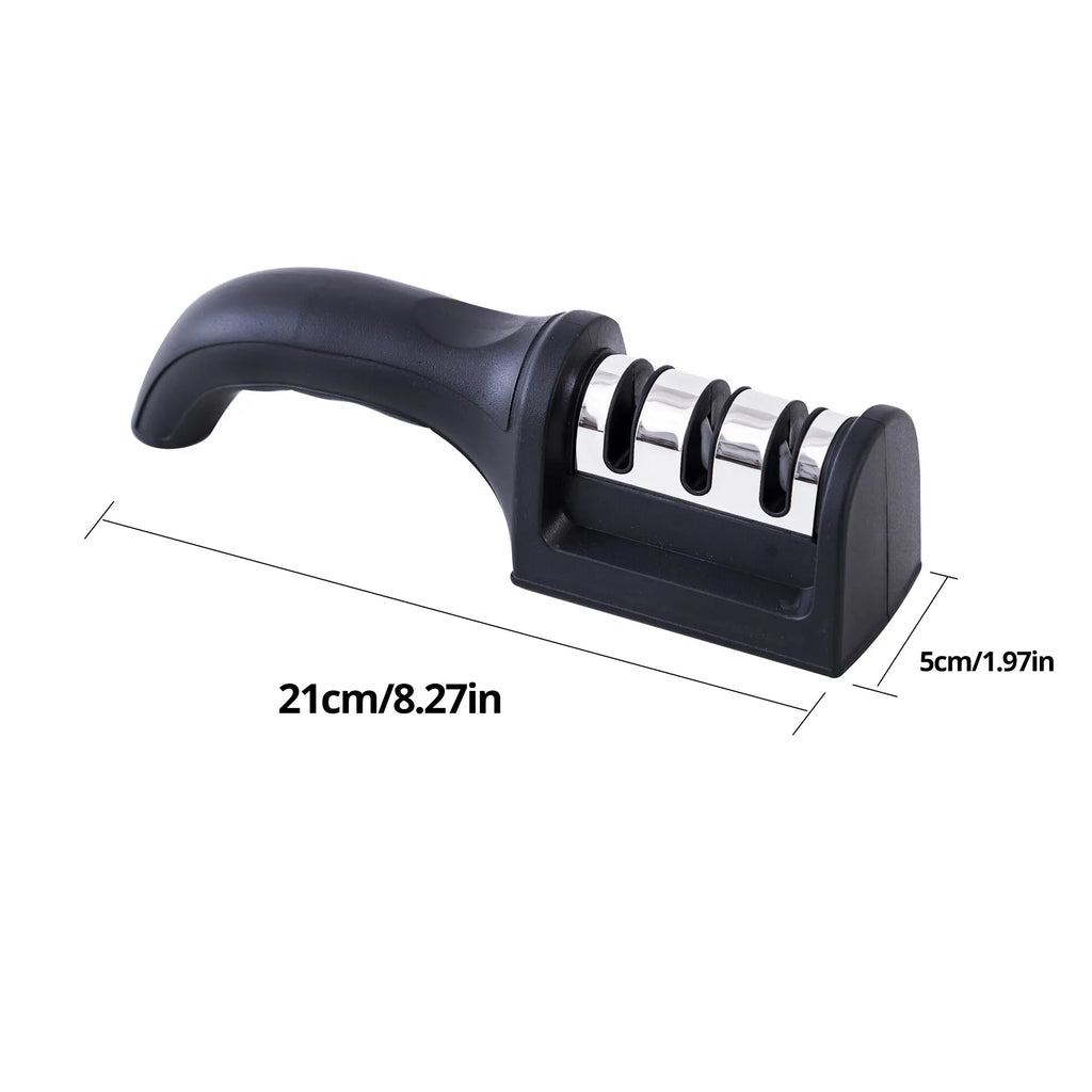 1Pc Black Kitchen Three Segment Multi-Knife Sharpener