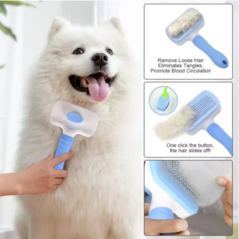 Self Cleaning Pet Brush Comb For Pet Hair Removal And Grooming Tool Pet Accessory