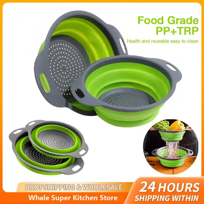 Silicone Folding Drain & Wash Basket & Foldable Strainer Colander