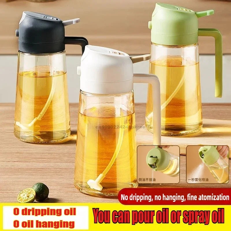 Oil Spray Dispenser Bottle for Pouring Cooking Oil with Automatic Lid Spice Shaker