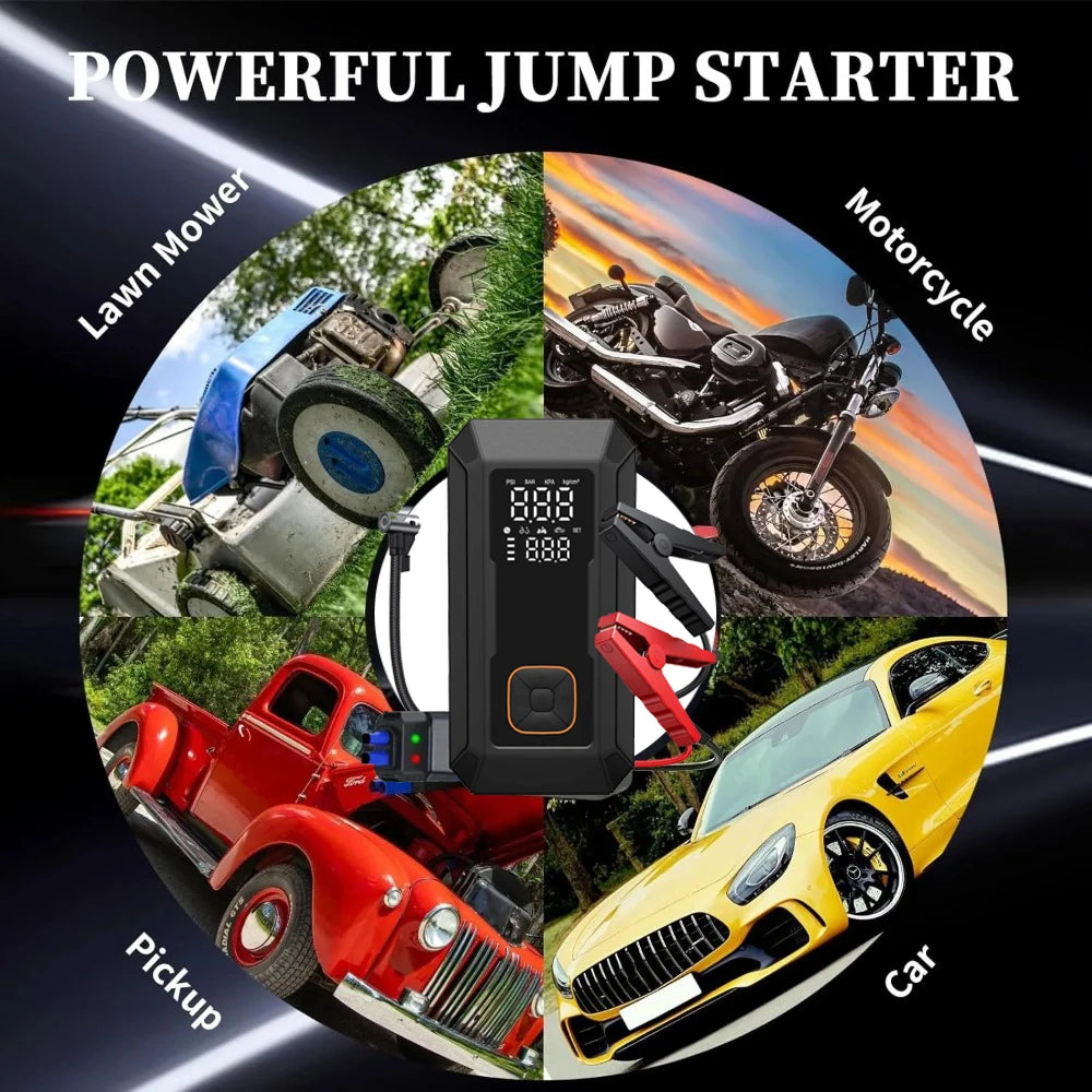 Car Jump Starter with Air Pump 4000A Jump Starter & 150PSI Air Compressor, Portable Auto Power Bank ,Tire Inflator, LED Light