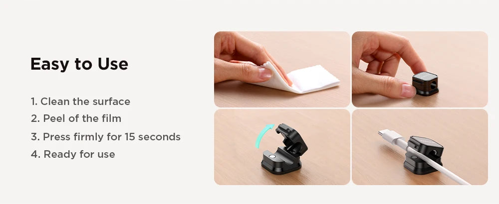 Smooth Adjustable Magnetic Cable Clips for Cord Holder and Wire Cable Keeper Organizer