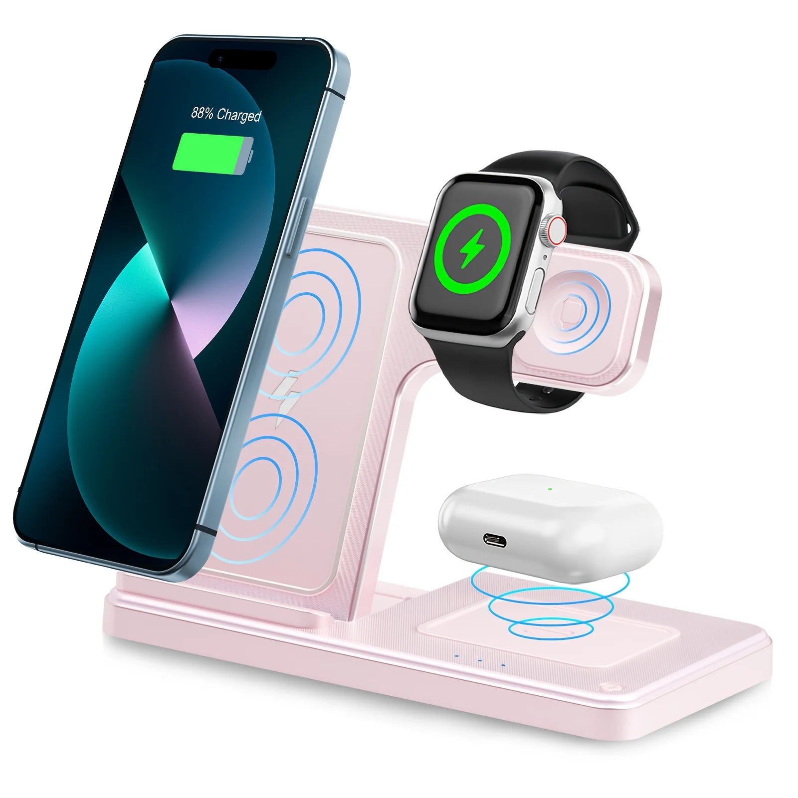 3 In 1 Magnetic Wireless Charger Stand 15W Fast Charging Dock Station Multiple Devices for iPhone