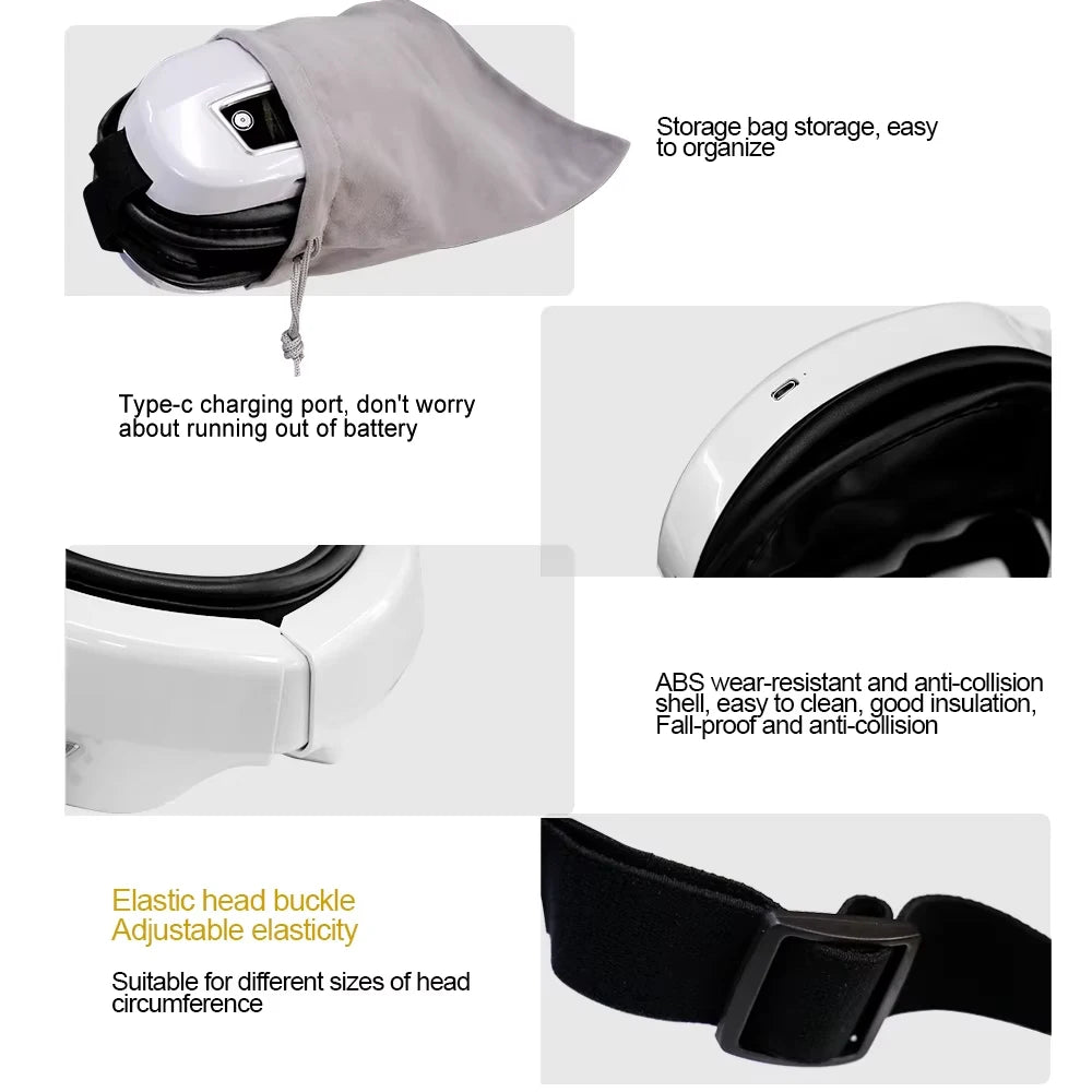 6D Smart Eye Vibrating Massager, Airbag Compress Eye Care, Bluetooth Music Ready