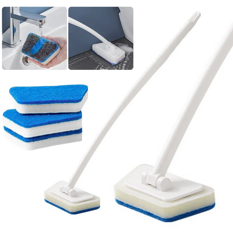 Bathroom Sponge Cleaning Brush Multi-Functional Tool With Long Removable Handle