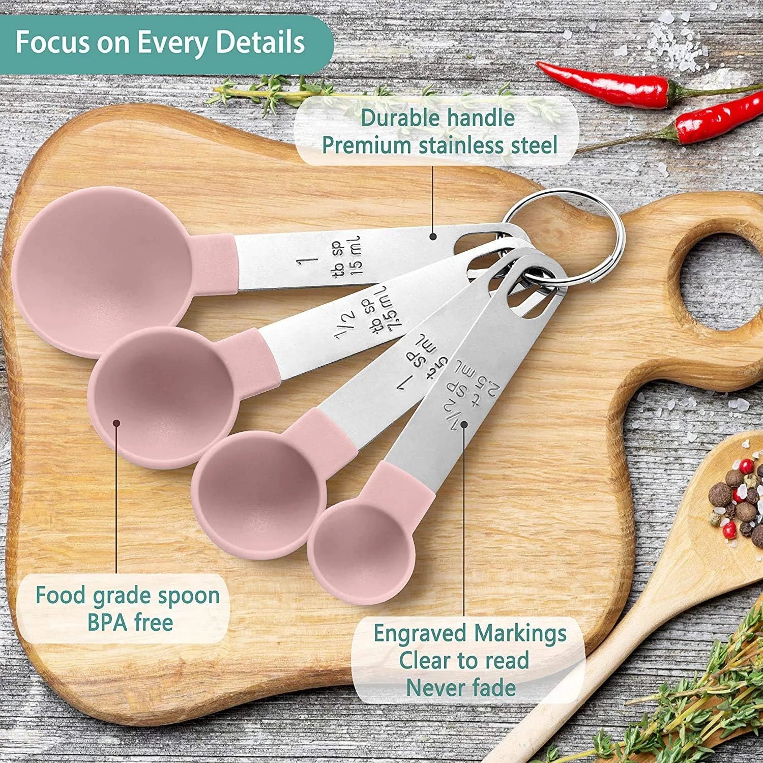 8pcs Stackable Nesting Measuring Cups & Spoons Set With Stainless Steel Handle
