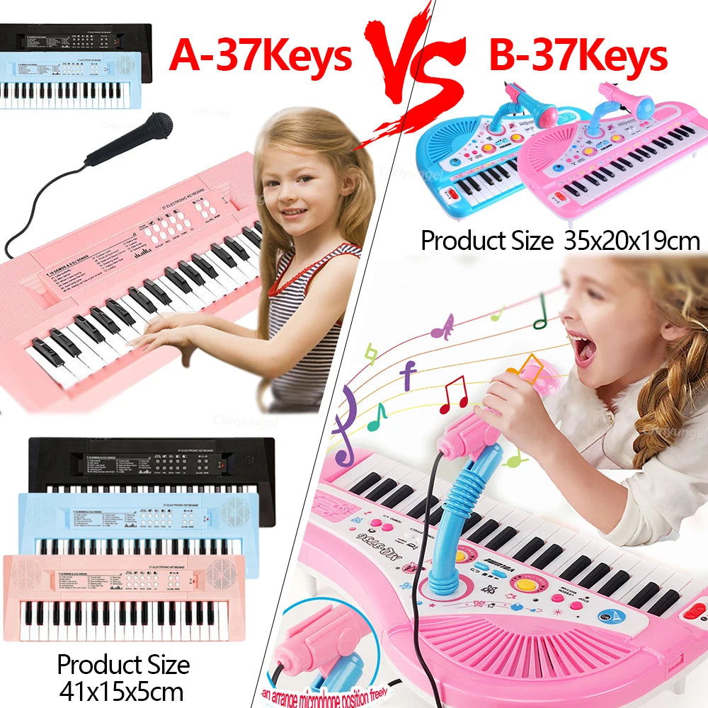 37 Keys Kids Musical Electronic Piano Organ Keyboard with Microphone And an Educational Toy