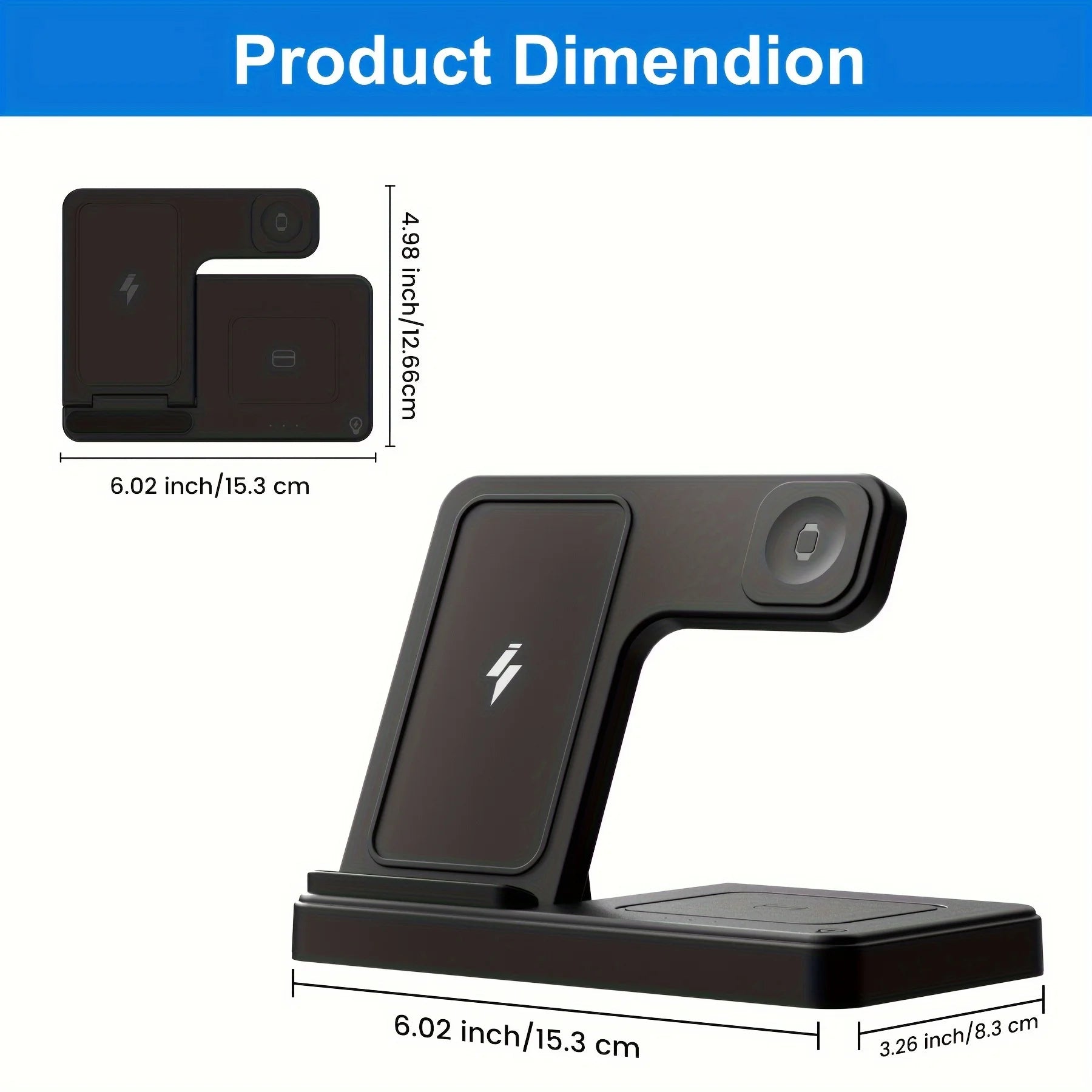 3 In 1 Magnetic Wireless Charger Stand 15W Fast Charging Dock Station Multiple Devices for iPhone