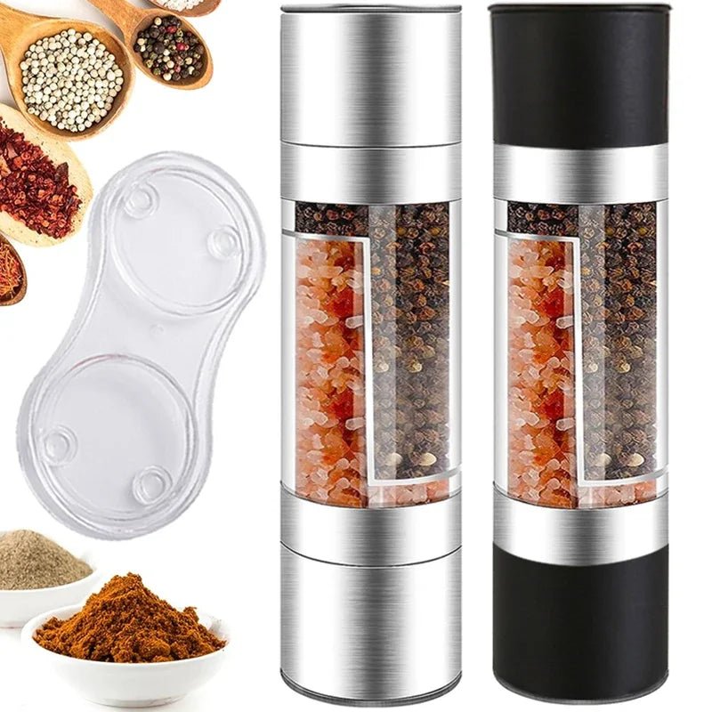 Salt and Pepper Grinder 2 in 1 Manual Stainless Steel Salt Pepper Mills with Adjustable Ceramic Kitchen Tool - Lovies Kitchenwares