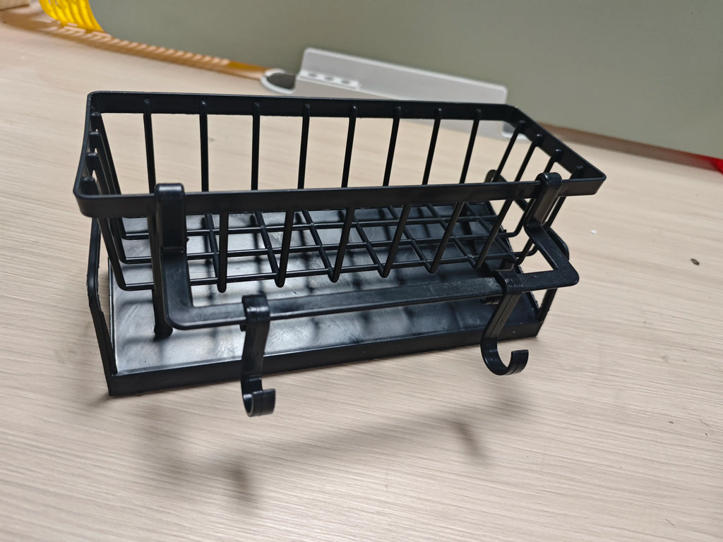 1Pc Multifunctional Plastic Kitchen Shelf With Hooks No-Punch Adhesive