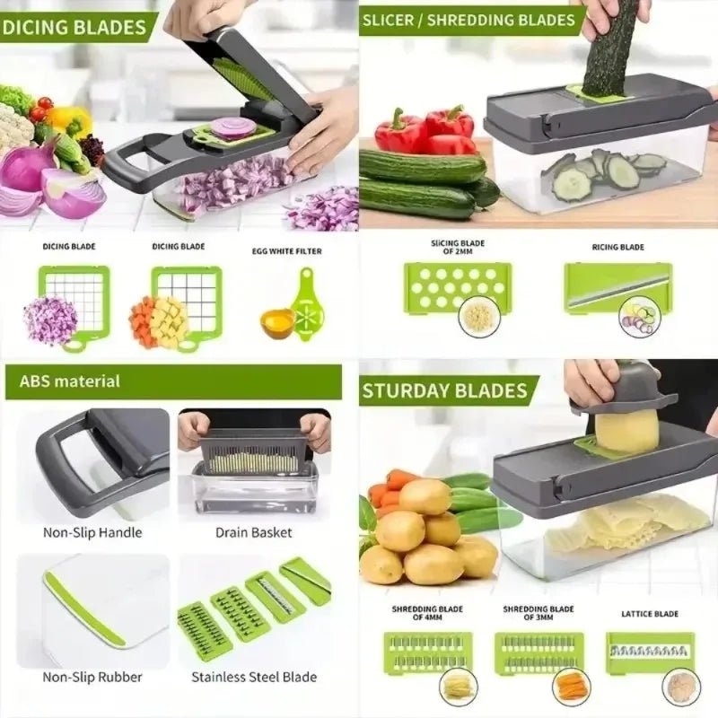 2026 Hot Selling Item 16 in 1 Handheld Slicers Dicers Graters, Multifunctional Vegetable Chopper - Lovies Kitchenwares