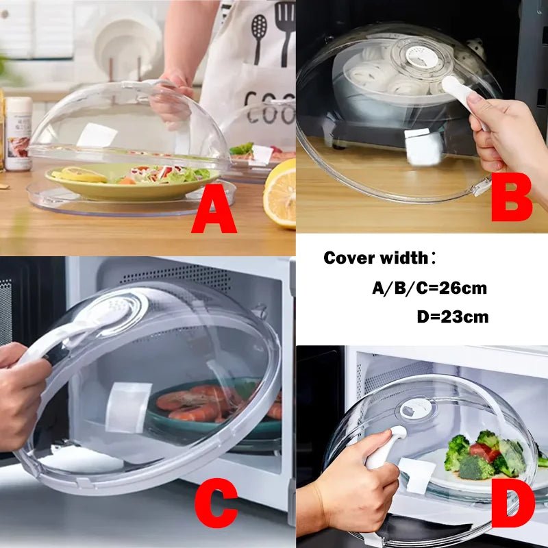 Microwave Food Splash Guard High Temperature Resistant Food Heating Cover with Steam Vent and Handle With Transparent Plate Cover - Lovies Kitchenwares