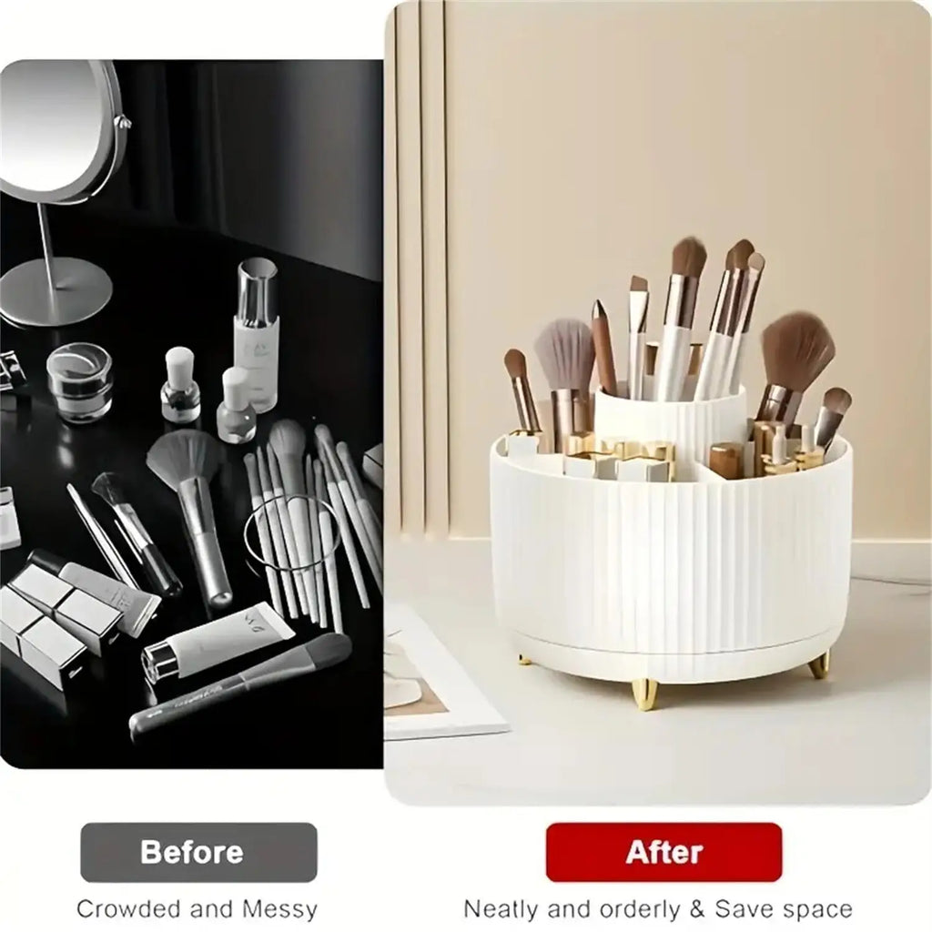 360° 5 Compartment Rotating Multi-Functional Makeup Organizer & Brush Holder