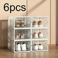 6 or 12 Transparent Stackable, Foldable, Organizing Shoe Storage Boxes With Lids
