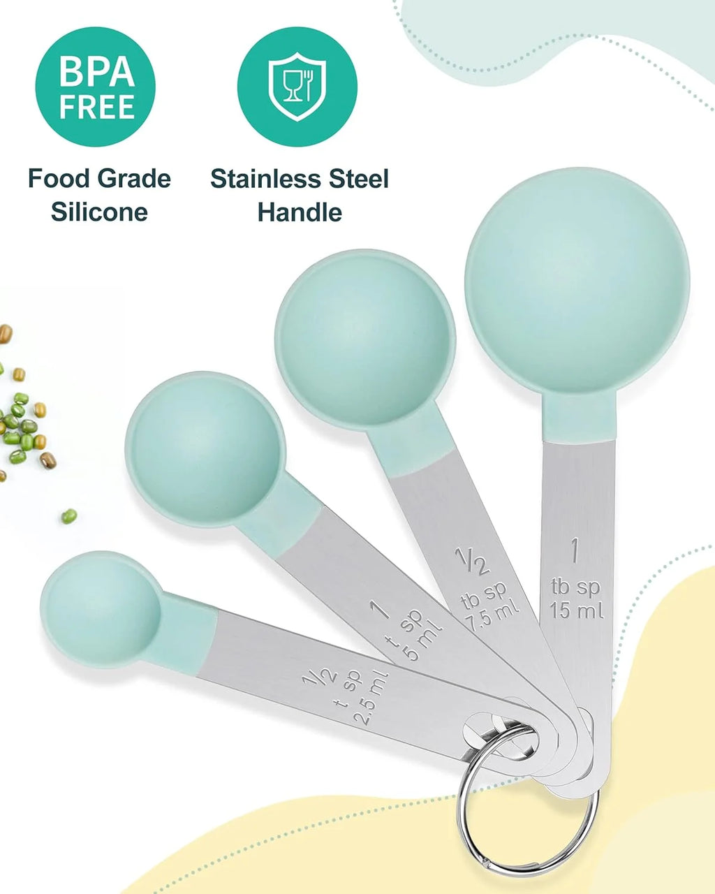 8pcs Stackable Nesting Measuring Cups & Spoons Set With Stainless Steel Handle