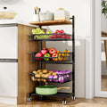 5-Tier Adjustable Kitchen Cart with Wheels, Large Capacity Vegetable Storage Rack for Snacks and Produce