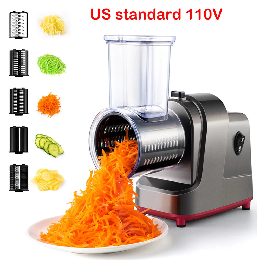 250W 5 in 1 Automatic Electric Multi-Vegetable Slicer, Shredder & Cutter