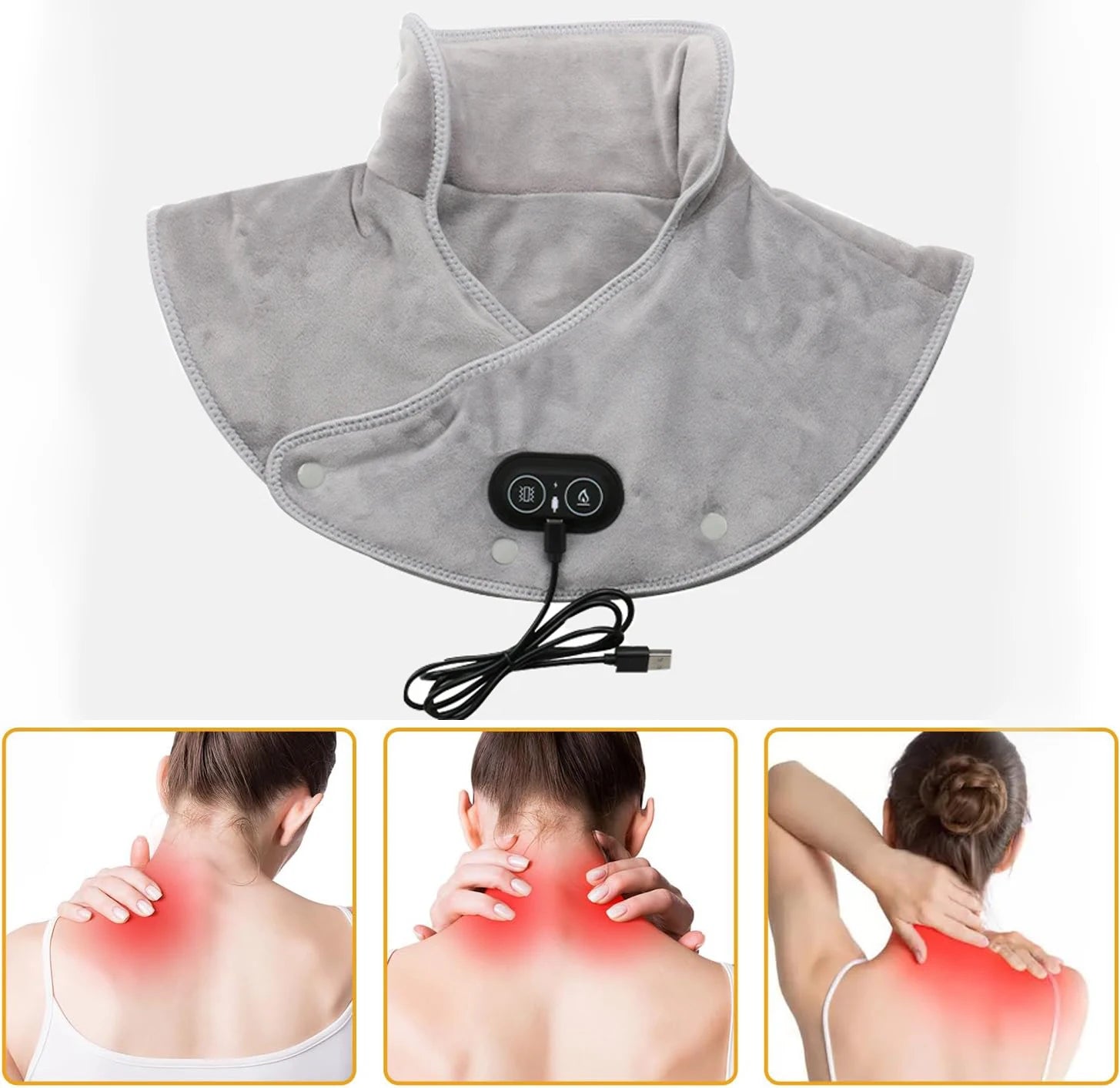 USB Electric Heating Neck & Shoulder Massager Wrap Pad