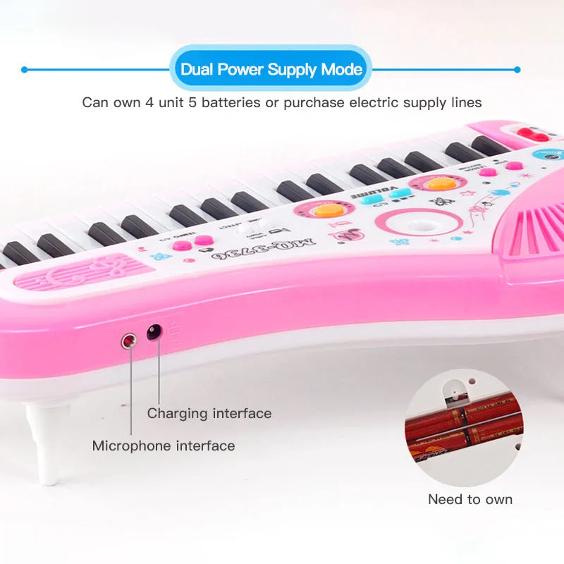 37 Keys Kids Musical Electronic Piano Organ Keyboard with Microphone And an Educational Toy