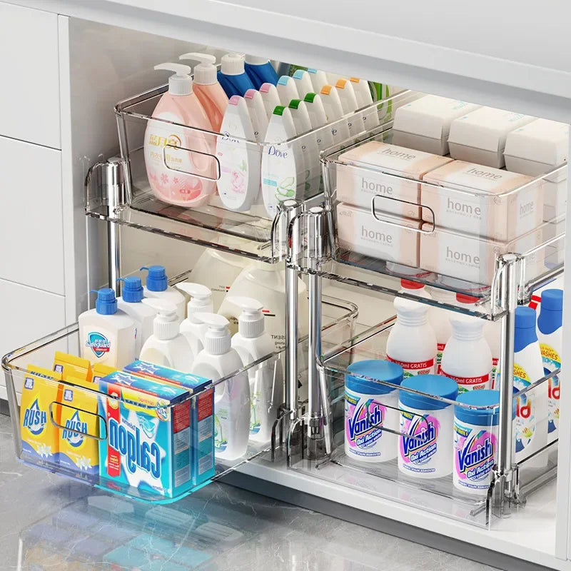 2 or 3-Tier Under Sink Pullout or Countertop Storage Baskets & Sundry Storage Organizer