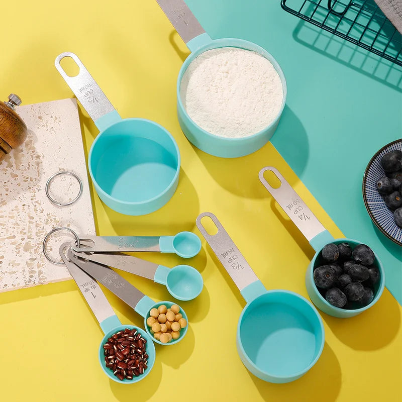 8pcs Stackable Nesting Measuring Cups & Spoons Set With Stainless Steel Handle