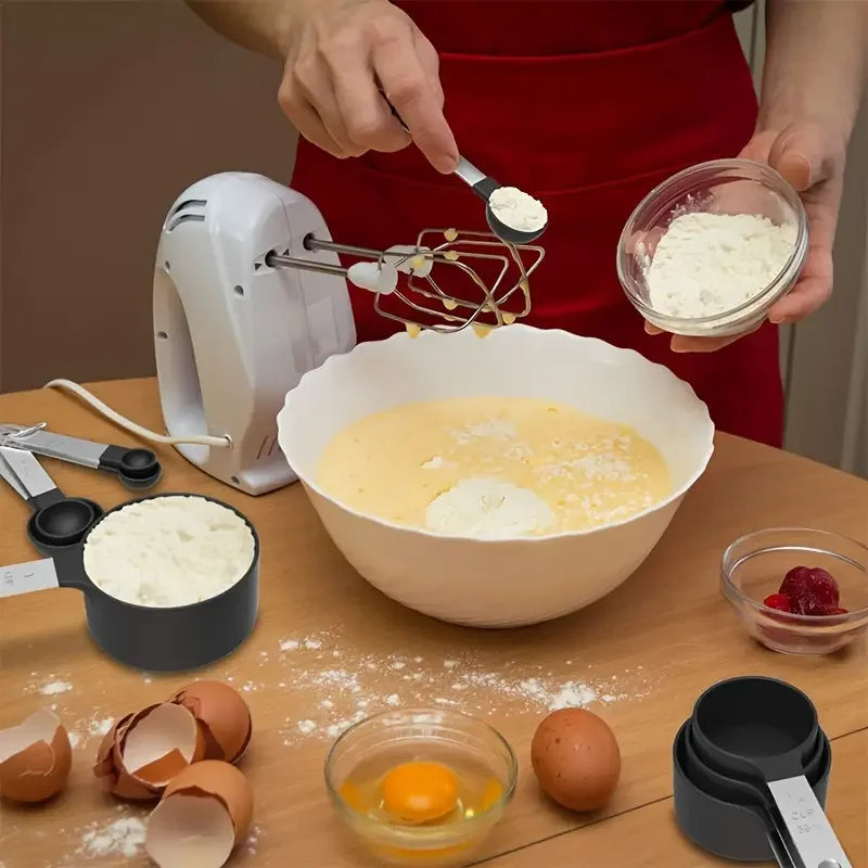 8pcs Stackable Nesting Measuring Cups & Spoons Set With Stainless Steel Handle