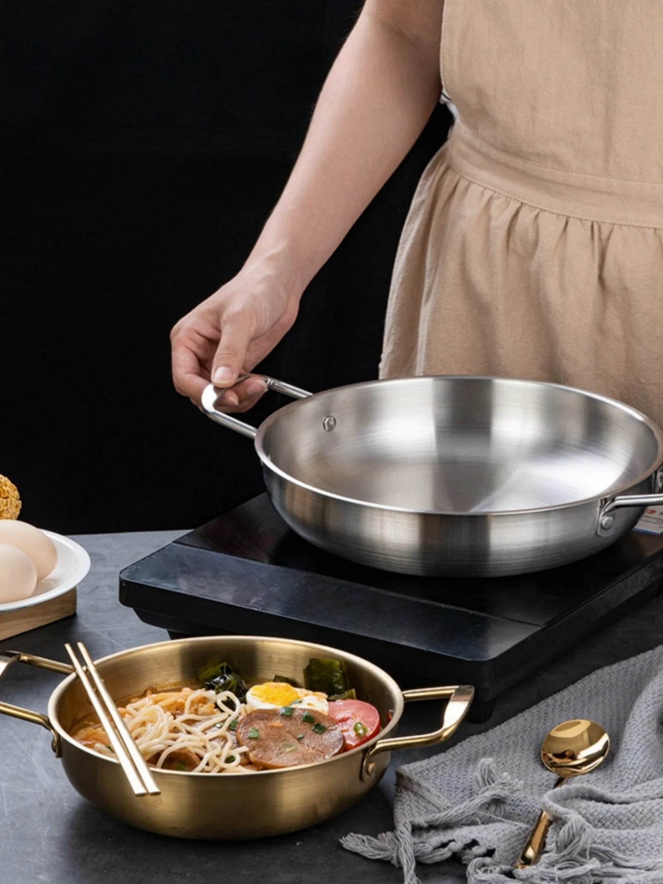 Stainless Steel Cookware and Saucepan Dry Pots with Handle - Lovies Kitchenwares