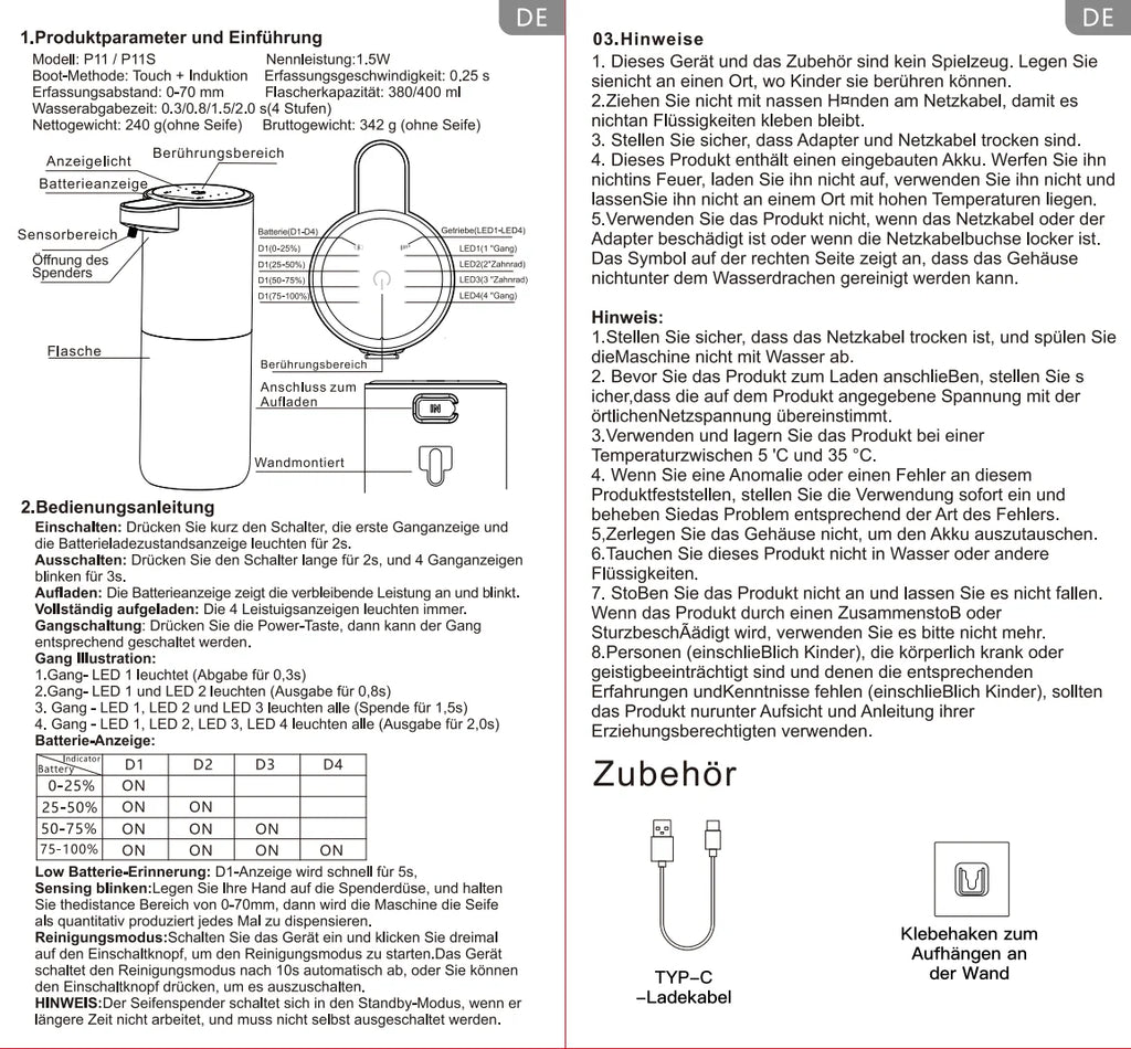 Automatic Liquid/Foam Soap Dispenser, Touchless Electric Dispenser, USB Rechargeable with Infrared Sensor