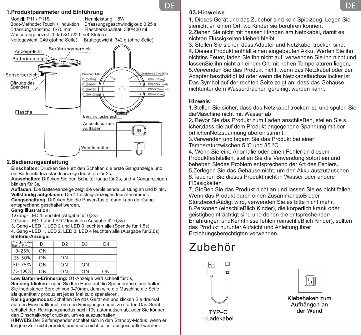 Automatic Liquid/Foam Soap Dispenser, Touchless Electric Dispenser, USB Rechargeable with Infrared Sensor