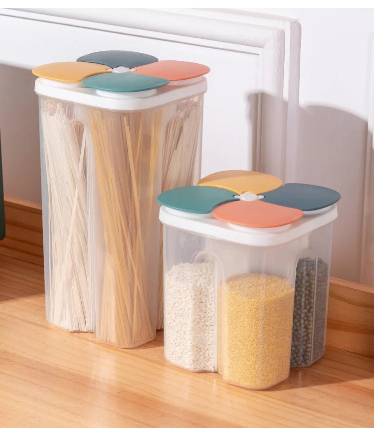 Kitchen Food Storage Box Plastic 4 grids Sealed Food Container Moisture-proof - Lovies Kitchenwares