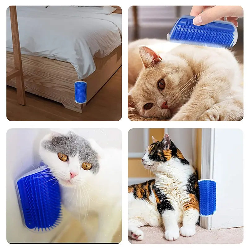 Massage Pet Cat Brush Corner Scraper Hair Remover With Removable Scratcher Comb